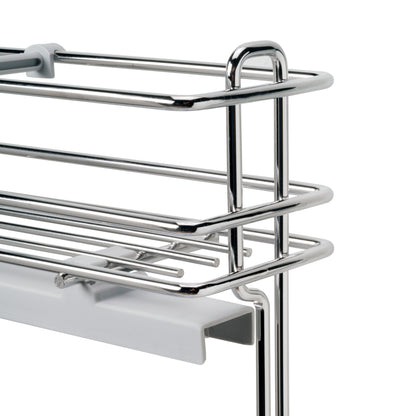 Emuca Portabottiglie estraibile SupraMax con chiusura soft, lato sinistro, 3 vassoi, unità 150 mm, Acciaio, Cromato lucido