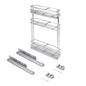 Emuca Portabottiglie estraibile SupraMax con chiusura soft, lato sinistro, 3 vassoi, unità 150 mm, Acciaio, Cromato lucido