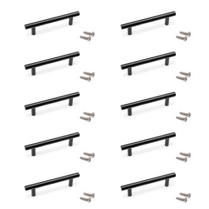 Emuca Lotto di 10 maniglie per mobili Orlando, L136mm, interasse 96mm, Acciaio, Verniciato nero