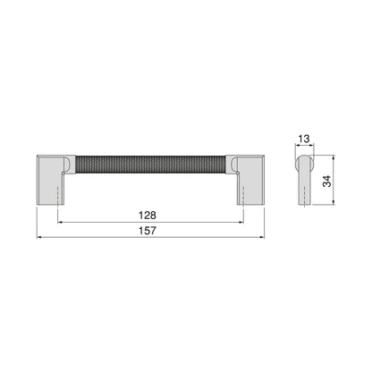 Emuca Lotto di 5 maniglie per mobili Sofia, L157mm, interasse 128mm, Alluminio, Verniciato nero