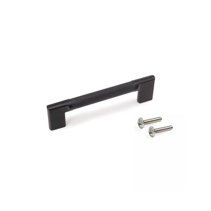 Emuca Lotto di 5 maniglie per mobili Sofia, L157mm, interasse 128mm, Alluminio, Verniciato nero