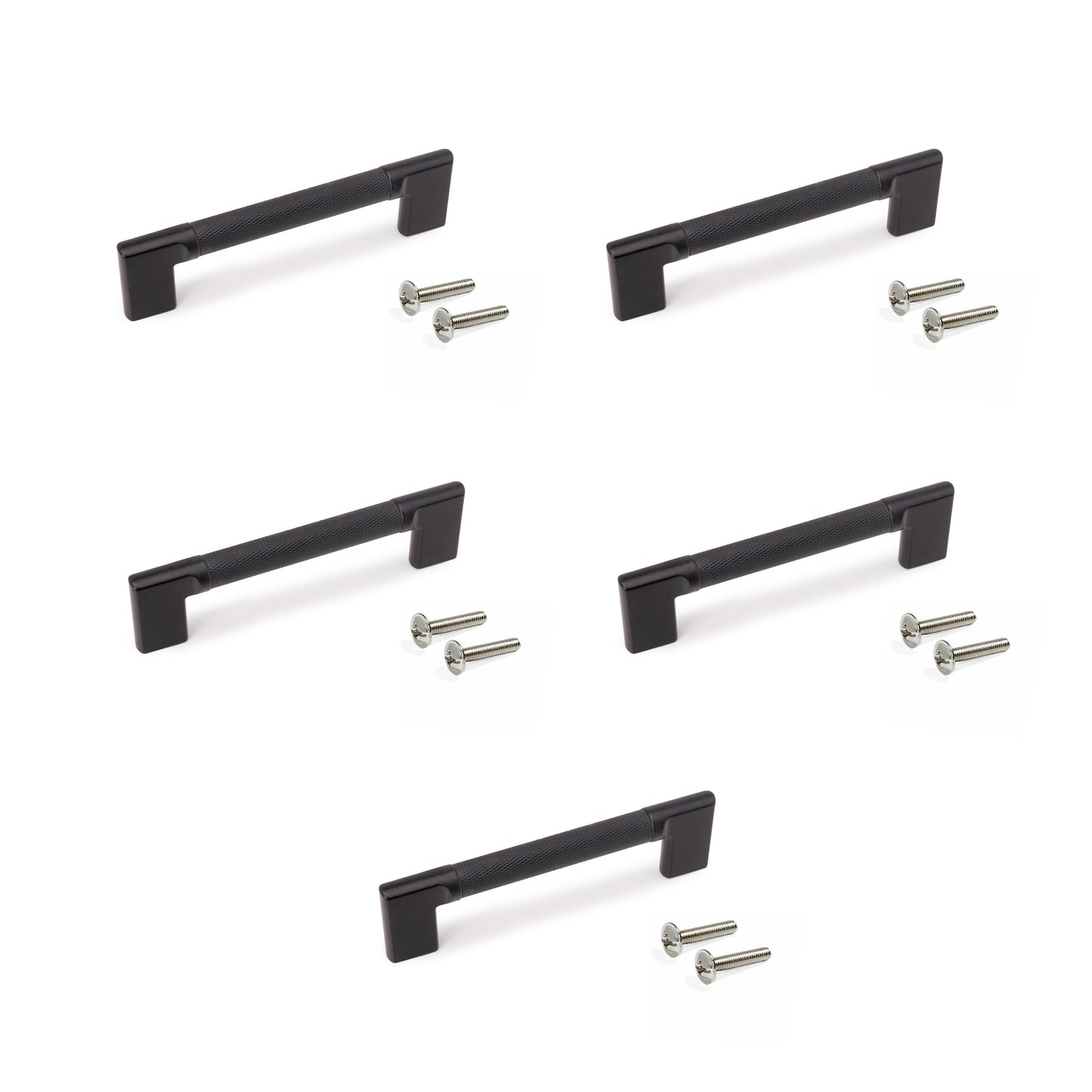 Emuca Lotto di 5 maniglie per mobili Sofia, L157mm, interasse 128mm, Alluminio, Verniciato nero