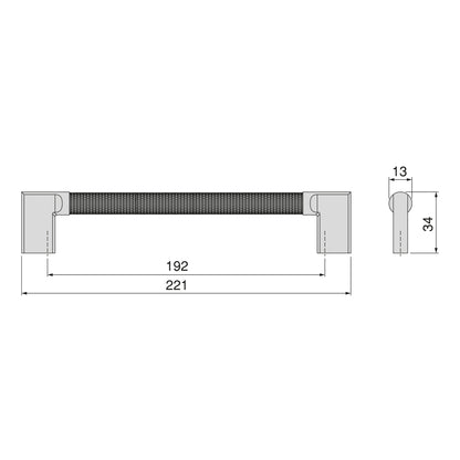 Emuca Lotto di 5 maniglie per mobili Sofia, L221mm, interasse 192mm, Alluminio, Verniciato nero