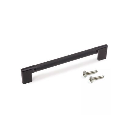 Emuca Lotto di 5 maniglie per mobili Sofia, L221mm, interasse 192mm, Alluminio, Verniciato nero