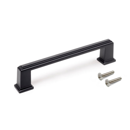 Emuca Lotto di 5 maniglie per mobili Tanger, L147.5mm, interasse 128mm, Zama, Verniciato nero