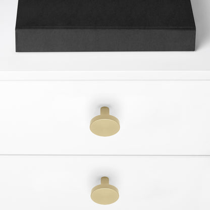 Emuca Lotto di 10 pomoli per mobili Uppsala, diametro 30mm, Alluminio, Oro