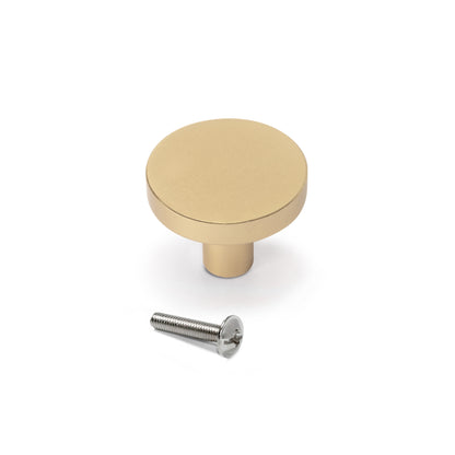 Emuca Lotto di 10 pomoli per mobili Uppsala, diametro 30mm, Alluminio, Oro