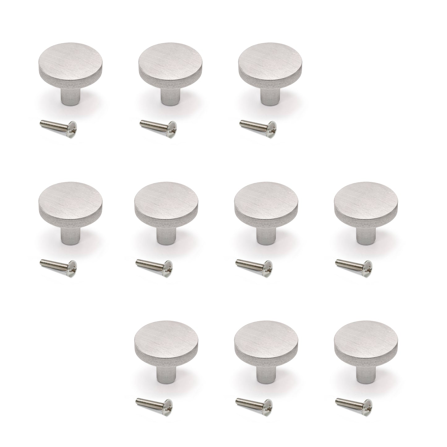 Emuca Lotto di 10 pomoli per mobili Uppsala, diametro 30mm, Alluminio, anodizzato inossidabile