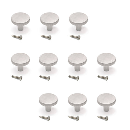 Emuca Lotto di 10 pomoli per mobili Uppsala, diametro 30mm, Alluminio, anodizzato inossidabile