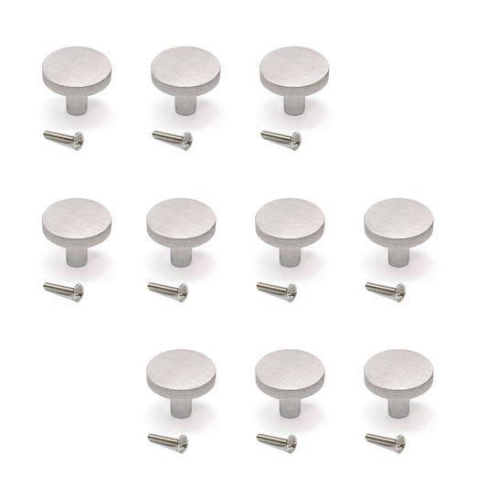 Emuca Lotto di 10 pomoli per mobili Uppsala, diametro 30mm, Alluminio, anodizzato inossidabile