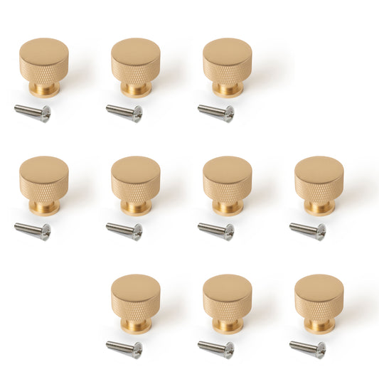 Emuca Lotto di 10 pomoli per mobili Argos, diametro 30mm, Alluminio, Oro