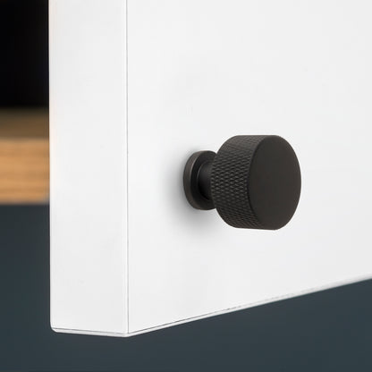 Emuca Lotto di 10 pomoli per mobili Argos, diametro 30mm, Alluminio, Verniciato nero