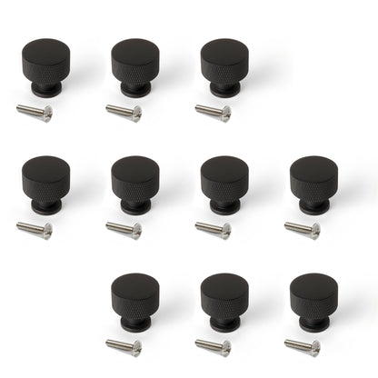 Emuca Lotto di 10 pomoli per mobili Argos, diametro 30mm, Alluminio, Verniciato nero