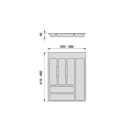 Emuca Portaposate Optima per cassetto universale, modulo 450 mm, Tecnoplastica, Grigio antracite