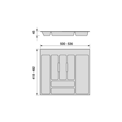 Emuca Portaposate Optima per cassetto universale, modulo 600 mm, Tecnoplastica, Grigio antracite