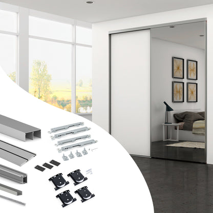 Sistema scorrevole per armadio 2 ante a scorrimento inferiore Placard 74 con maniglia Sharp e chiusura soft