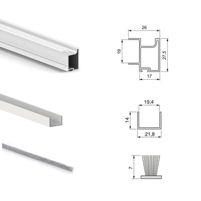 Sistema scorrevole per armadio 2 ante a scorrimento inferiore Placard 74 con maniglia Sharp e chiusura soft
