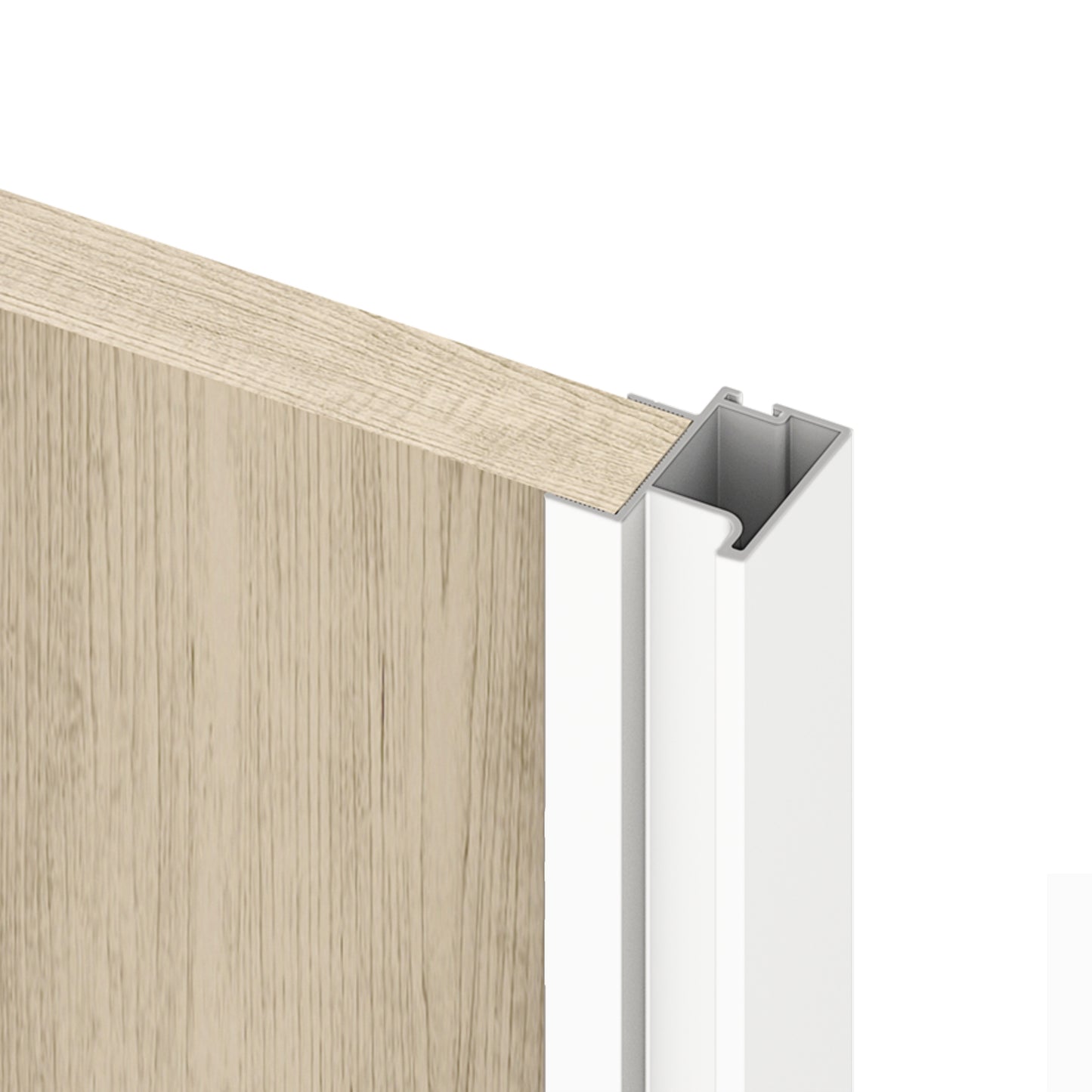 Emuca Kit di ferramenta per armadio 2 ante e chiusura ammortizzata Placard 74, Modello Maniglia Sharp, spessore 19 mm, pannelli non inclusi, Verniciato bianco