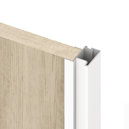 Emuca Kit di ferramenta per armadio 2 ante e chiusura ammortizzata Placard 74, Modello Maniglia Sharp, spessore 19 mm, pannelli non inclusi, Verniciato bianco