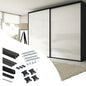 Emuca Kit di ferramenta per armadio 2 ante e chiusura ammortizzata Placard 74, Modello Maniglia Sharp, spessore 19 mm, pannelli non inclusi, Verniciato nero