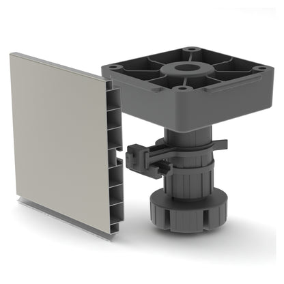 Emuca Kit di piedi regolabili Bone con base quadrata per mobili, altezza 100mm, regolabile 98-140mm, Tecnoplastica, Nera