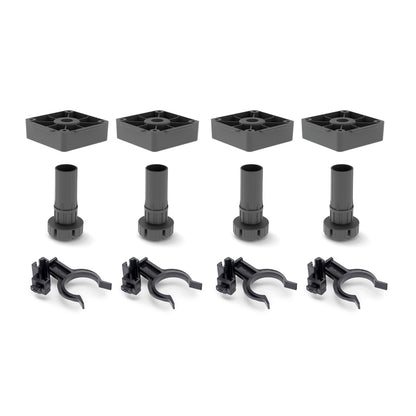 Emuca Kit di piedi regolabili Bone con base quadrata per mobili, altezza 100mm, regolabile 98-140mm, Tecnoplastica, Nera