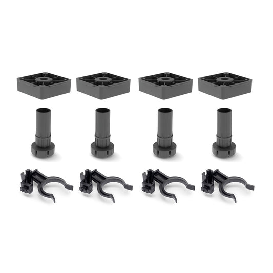 Emuca Kit di piedi regolabili Bone con base quadrata per mobili, altezza 100mm, regolabile 98-140mm, Tecnoplastica, Nera