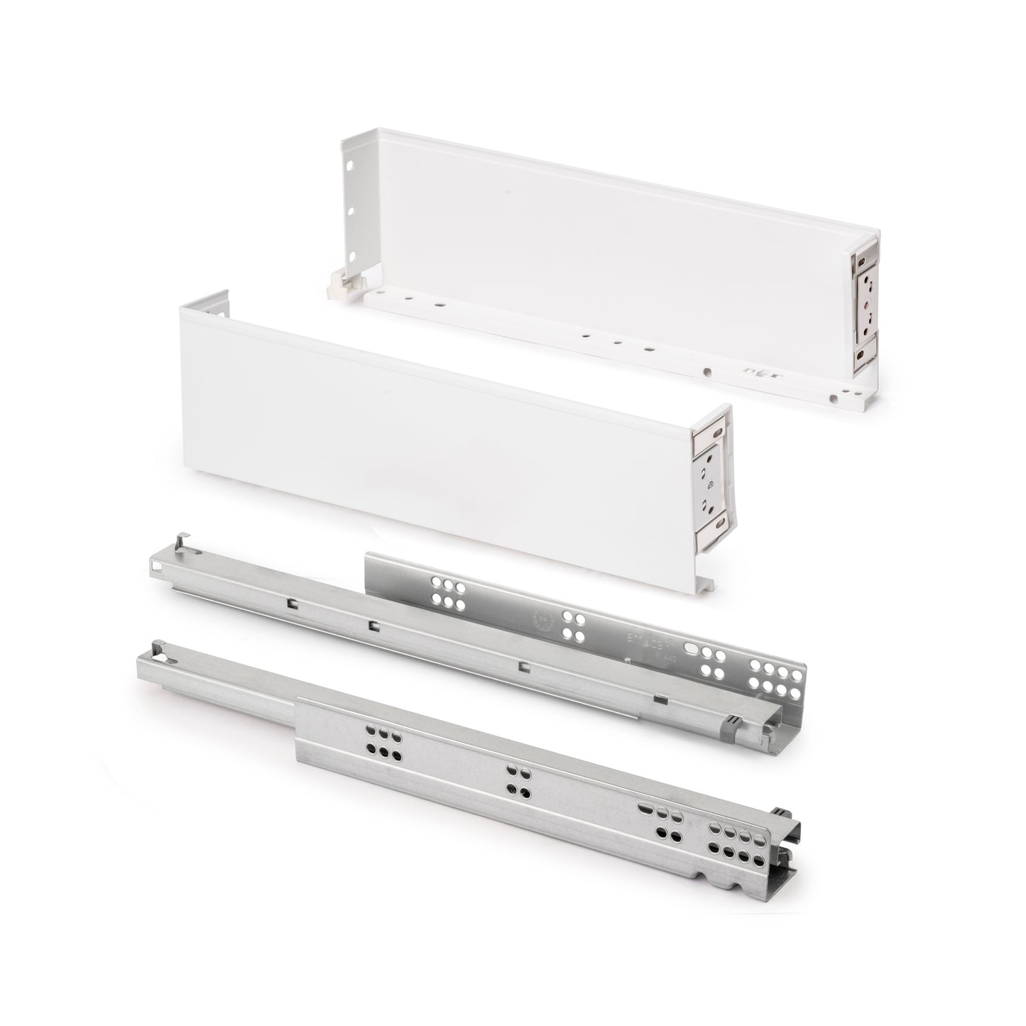 Emuca Cassetto esterno Simplex 25 kg, altezza 122 mm, profondità 440 mm, Acciaio, Verniciato bianco
