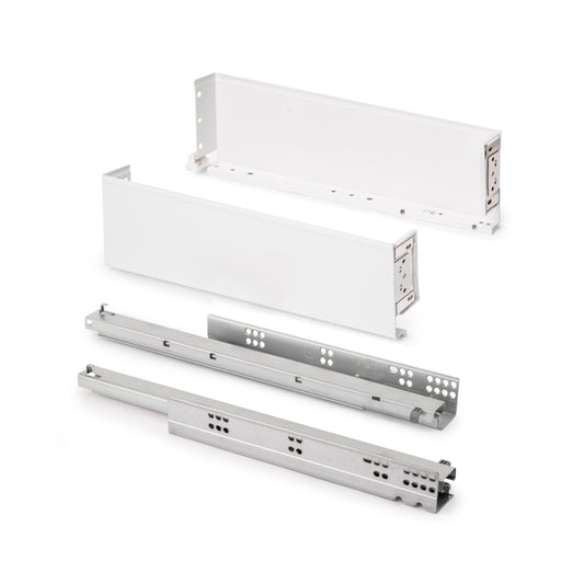 Emuca Cassetto esterno Simplex 25 kg, altezza 122 mm, profondità 440 mm, Acciaio, Verniciato bianco