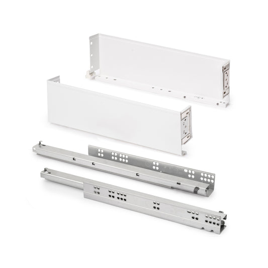 Emuca Cassetto esterno Simplex 25 kg, altezza 122 mm, profondità 490 mm, Acciaio, Verniciato bianco