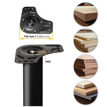 Emuca Lotto di 4 gambe per tavolo, diametro 60mm, H 830mm, Acciaio, Verniciato nero