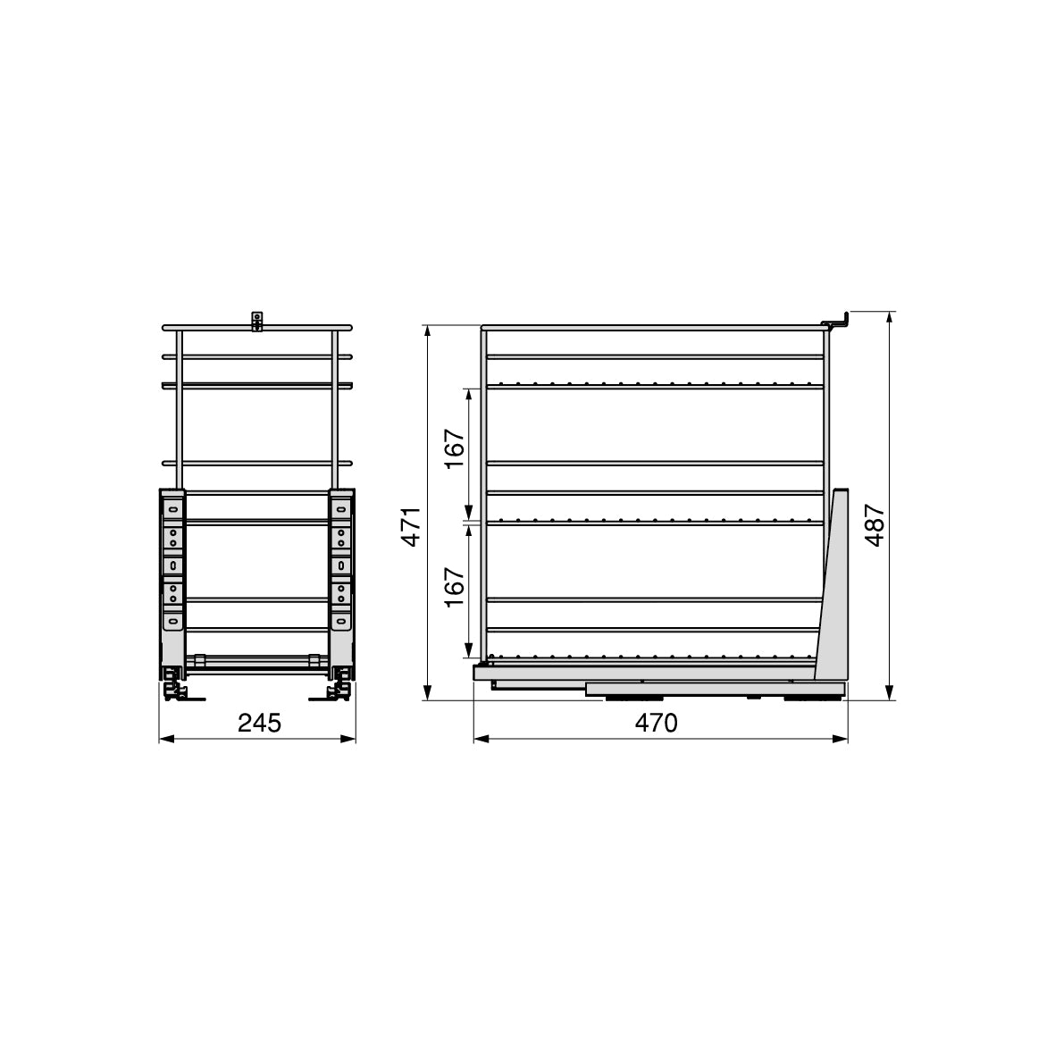 Carrello estraibile Supra con fissaggio inferiore e chiusura soft