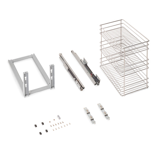 Emuca Carrello estraibile Supra con fissaggio inferiore con chiusura softt, modulo 300mm Acciaio, Cromato