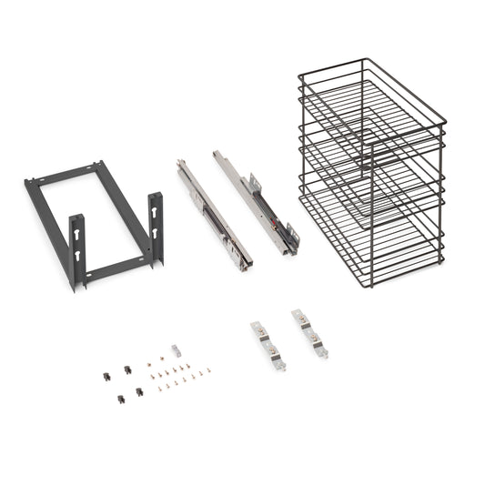 Emuca Carrello estraibile Titane con fissaggio inferiore con chiusura softt, modulo 300mm Acciaio, Grigio antracite