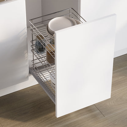 Emuca Carrello estraibile Supra con fissaggio inferiore con chiusura softt, modulo 400mm, Acciaio, Cromato