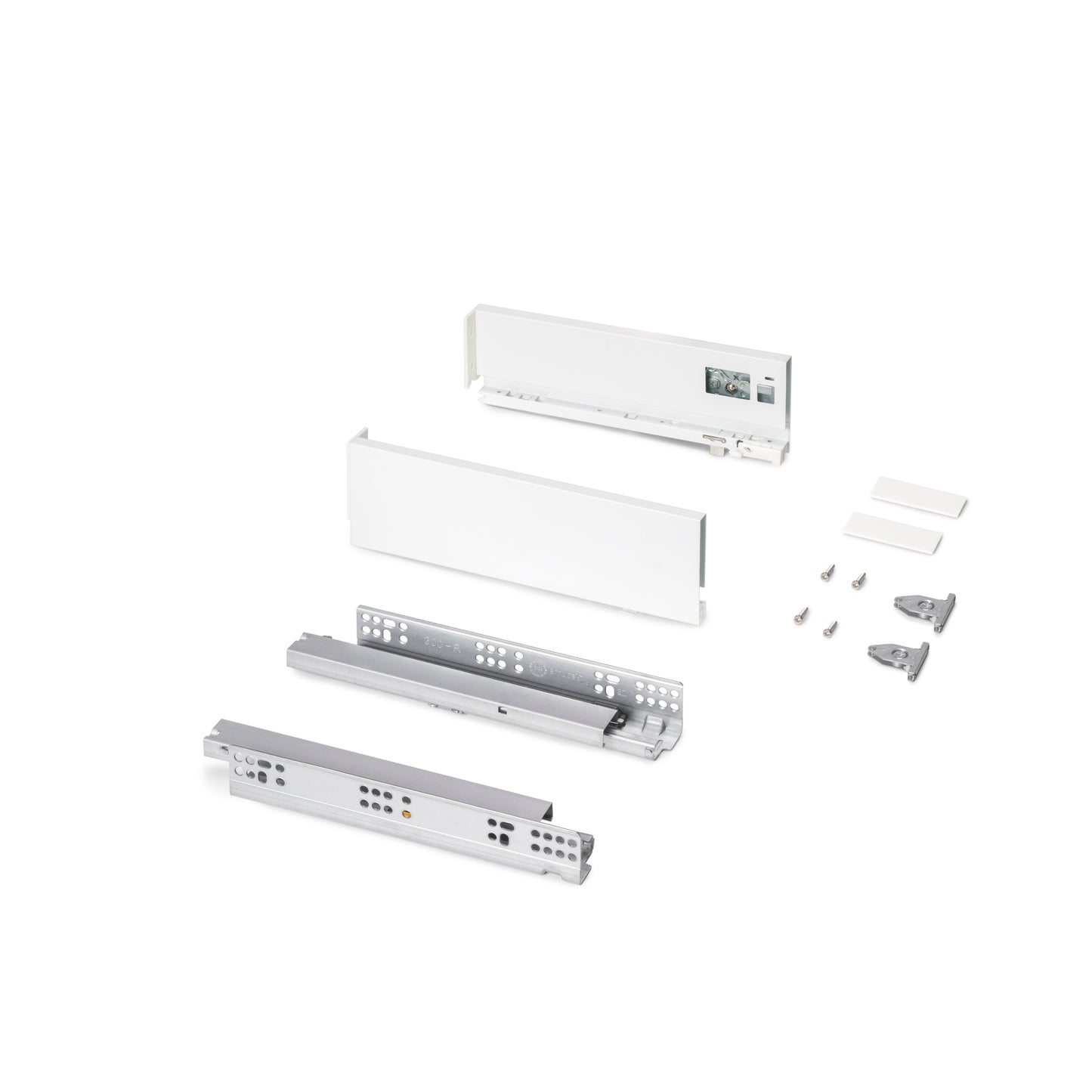 Emuca Cassetto esterno Protone 30kg, guide di estrazione totale con una chiusura soft, altezza 93mm, profondità 300mm, Acciaio, Verniciato bianco