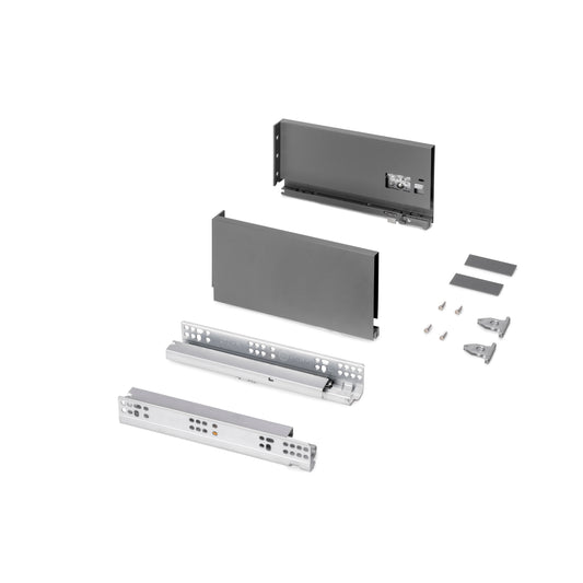 Emuca Cassetto esterno Protone 30kg, guide di estrazione totale con una chiusura soft, altezza 131mm, profondità 270mm, Acciaio, Grigio antracite