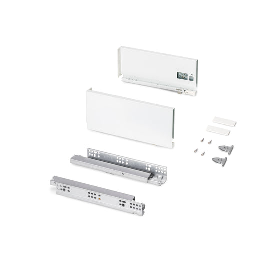 Emuca Cassetto esterno Protone 30kg, guide di estrazione totale con una chiusura soft, altezza 131mm, profondità 300mm, Acciaio, Verniciato bianco