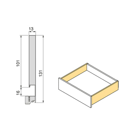 Emuca Cassetto esterno Protone 30kg, guide di estrazione totale con una chiusura soft, altezza 131mm, profondità 300mm, Acciaio, Grigio antracite