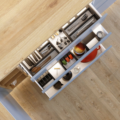 Emuca Cassetto esterno Protone 30kg, guide di estrazione totale con una chiusura soft, altezza 131mm, profondità 350mm, Acciaio, Verniciato bianco