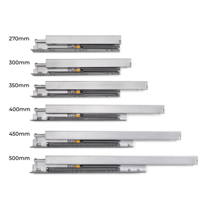 Emuca Cassetto esterno Protone 30kg, guide di estrazione totale con una chiusura soft, altezza 131mm, profondità 350mm, Acciaio, Grigio antracite