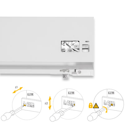 Emuca Cassetto esterno Protone 30kg, guide di estrazione totale con una chiusura soft, altezza 131mm, profondità 450mm, Acciaio, Verniciato bianco