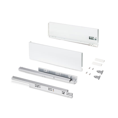 Emuca Cassetto esterno Protone 30kg, guide di estrazione totale con una chiusura soft, altezza 131mm, profondità 450mm, Acciaio, Verniciato bianco