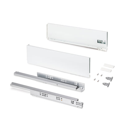 Emuca Cassetto esterno Protone 30kg, guide di estrazione totale con una chiusura soft, altezza 131mm, profondità 500mm, Acciaio, Verniciato bianco