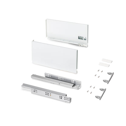 Emuca Cassetto esterno Protone 30kg, guide di estrazione totale con una chiusura soft, altezza 178mm, profondità 350mm, Acciaio, Verniciato bianco