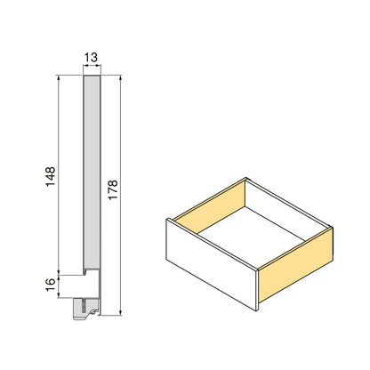 Emuca Cassetto esterno Protone 30kg, guide di estrazione totale con una chiusura soft, altezza 178mm, profondità 400mm, Acciaio, Grigio antracite