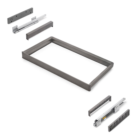 Emuca Telaio con guide a estrazione totale e chiusura morbida per accessori per armadi Quartz, 762-788mm, Alluminio e plastica, Titanio