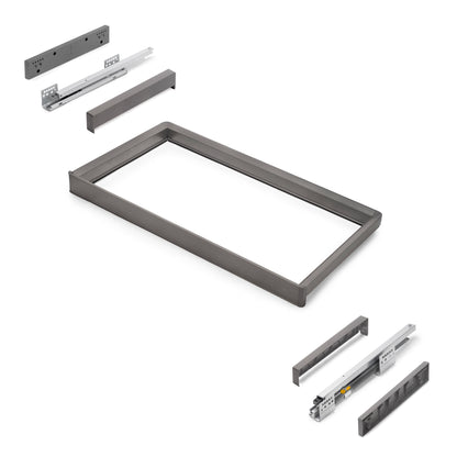 Emuca Telaio con guide a estrazione totale e chiusura morbida per accessori per armadi Quartz, 787-813mm, Alluminio e plastica, Titanio