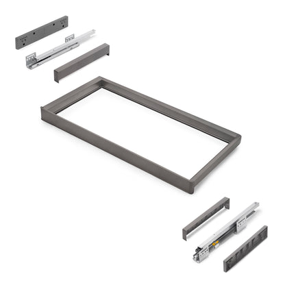 Emuca Telaio con guide a estrazione totale e chiusura morbida per accessori per armadi Quartz, 812-838mm, Alluminio e plastica, Titanio