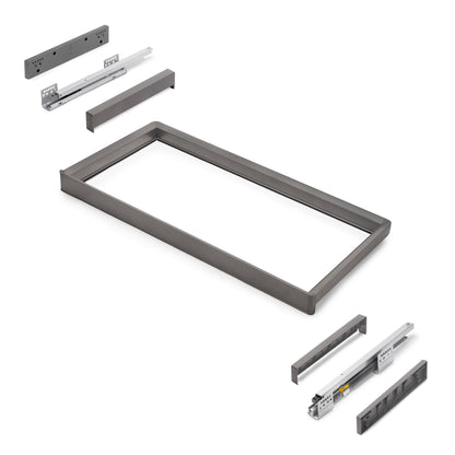 Emuca Telaio con guide a estrazione totale e chiusura morbida per accessori per armadi Quartz, 837-863mm, Alluminio e plastica, Titanio